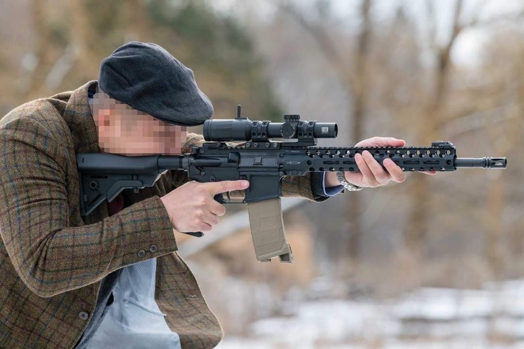 SOPMOD stock in use in lieu of rifle cheek pad.