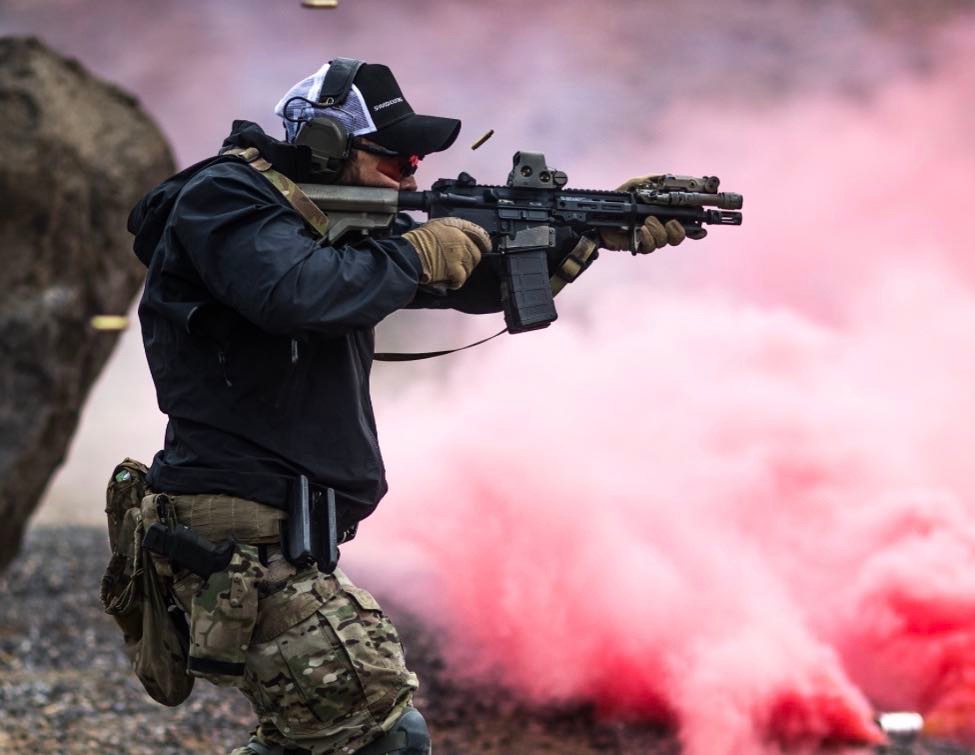 SOPMOD stock somewhat theatrically in action (via B5 Systems social media). 